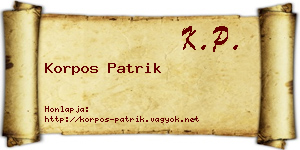 Korpos Patrik névjegykártya